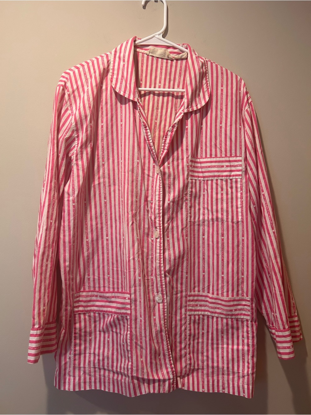 Victoria’s Secret Country Pink Stripe Pajama PJ Button NightShirt Vintage Medium